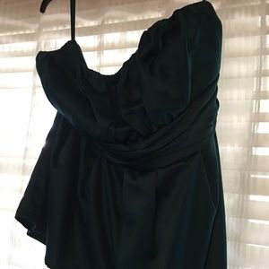 Dark Teal Satin Strapless Top
